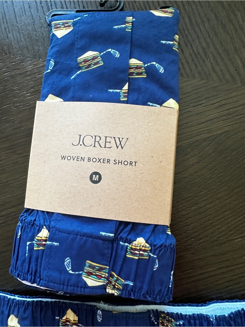 J.Crew Men’s Navy Woven Boxer Shorts - Burger Print